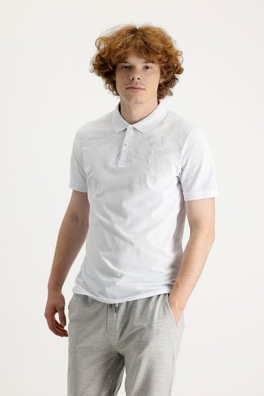  Beyaz Polo Yaka Slim Fit Tişört