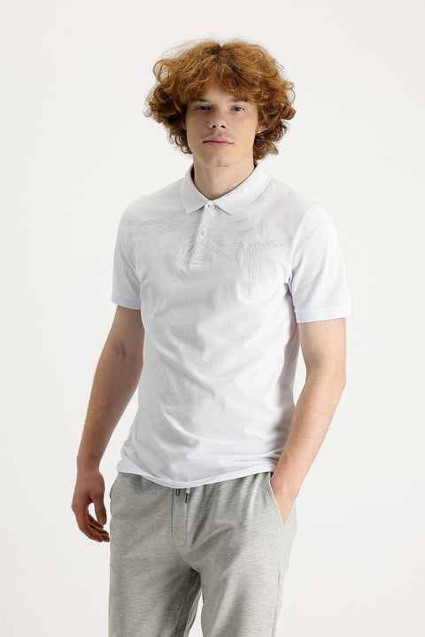 Beyaz Polo Yaka Slim Fit Tişört