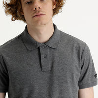 Koyu Füme Melanj Polo Yaka Slim Fit Dar Kesim Baskılı Tişört