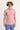 Orta Pembe Polo Yaka Slim Fit Dar Kesim Baskılı Tişört