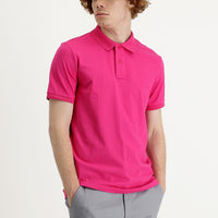 Fuşya Polo Yaka Slim Fit Dar Kesim Baskılı Tişört