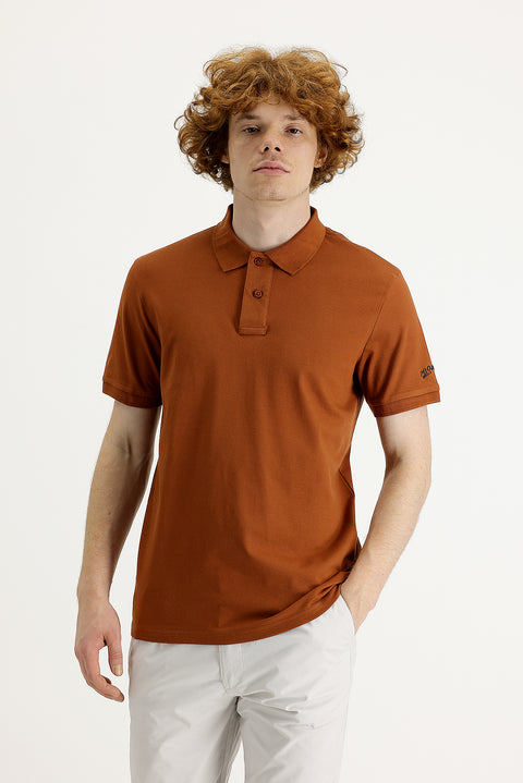 Tarçın  Polo Yaka Slim Fit Dar Kesim Baskılı Tişört