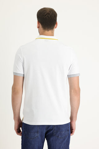  Beyaz Polo Yaka Slim Fit Dar Kesim Pamuklu Tişört