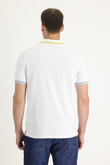  Beyaz Polo Yaka Slim Fit Dar Kesim Pamuklu Tişört