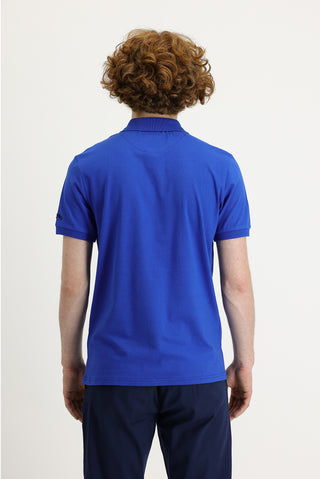  Saks Mavi Polo Yaka Slim Fit Dar Kesim Baskılı Tişört