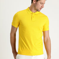 Koyu Sarı Polo Yaka Slim Fit Dar Kesim Baskılı Tişört