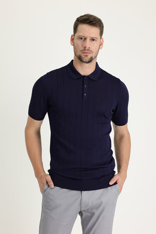  Koyu Lacivert Polo Yaka Slim Fit Dar Kesim Tişört