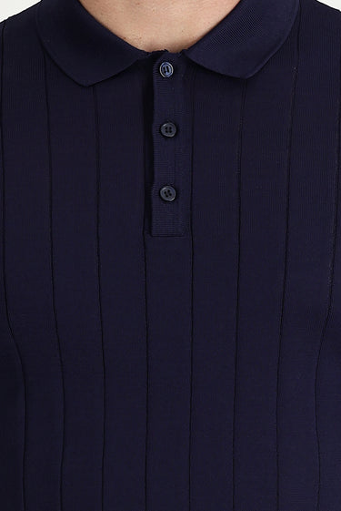 Koyu Lacivert Polo Yaka Slim Fit Dar Kesim Tişört