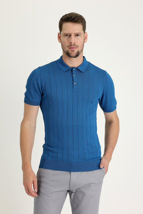 Koyu Petrol Polo Yaka Slim Fit Dar Kesim Tişört