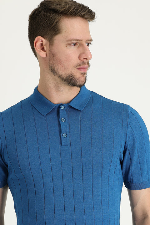 Koyu Petrol Polo Yaka Slim Fit Dar Kesim Tişört