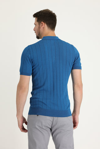  Koyu Petrol Polo Yaka Slim Fit Dar Kesim Tişört