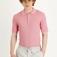 Orta Pembe Polo Yaka Slim Fit Dar Kesim Tişört