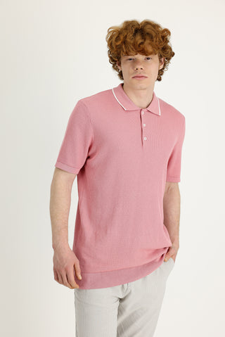 Orta Pembe Polo Yaka Slim Fit Dar Kesim Tişört