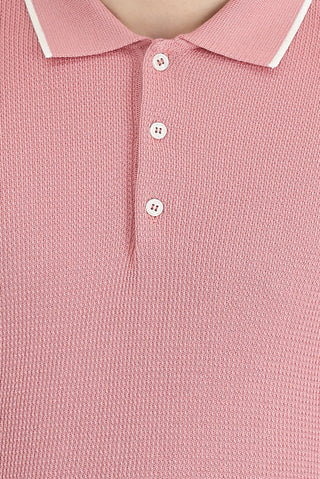  Orta Pembe Polo Yaka Slim Fit Dar Kesim Tişört