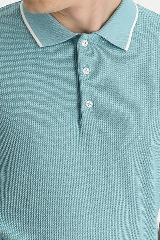 Orta Turkuaz Polo Yaka Slim Fit Dar Kesim Tişört