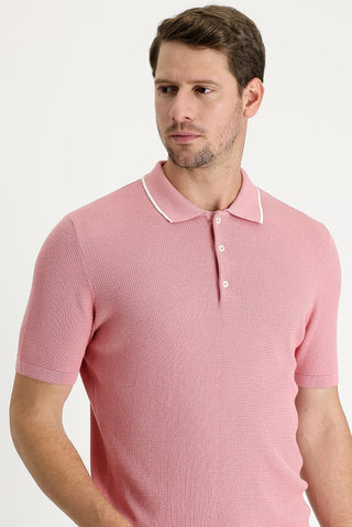  Orta Pembe Polo Yaka Slim Fit Tişört