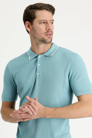  Orta Turkuaz Polo Yaka Slim Fit Tişört