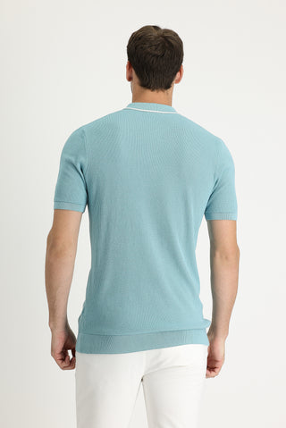  Orta Turkuaz Polo Yaka Slim Fit Tişört
