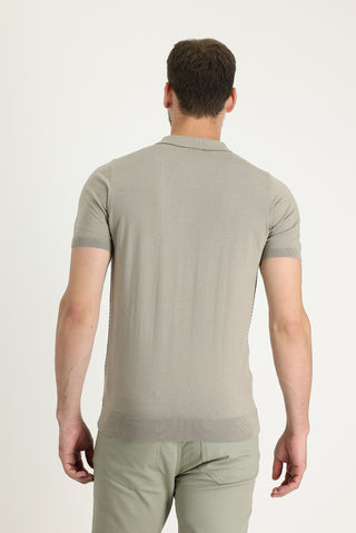  Orta Vizon Polo Yaka Slim Fit Dar Kesim Desenli Tişört