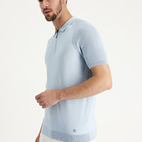 Uçuk Mavi Polo Yaka Desenli Tişört