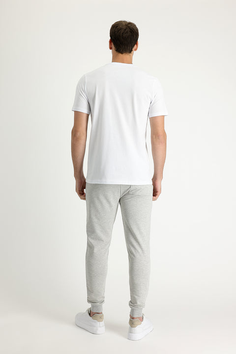 Orta Gri Melanj Slim Fit Dar Kesim Pamuklu Sweatpant / Eşofman Altı