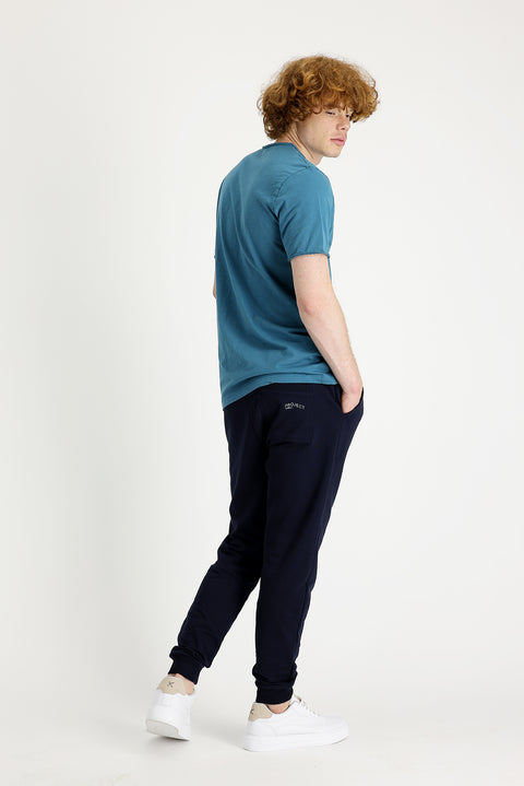 Orta Lacivert Slim Fit Dar Kesim Pamuklu Sweatpant / Eşofman Altı