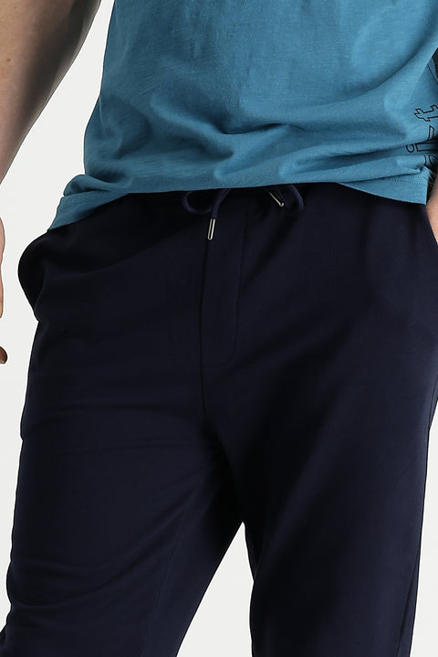 Orta Lacivert Slim Fit Dar Kesim Pamuklu Sweatpant / Eşofman Altı