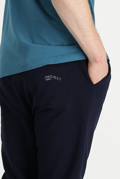 Orta Lacivert Slim Fit Dar Kesim Pamuklu Sweatpant / Eşofman Altı