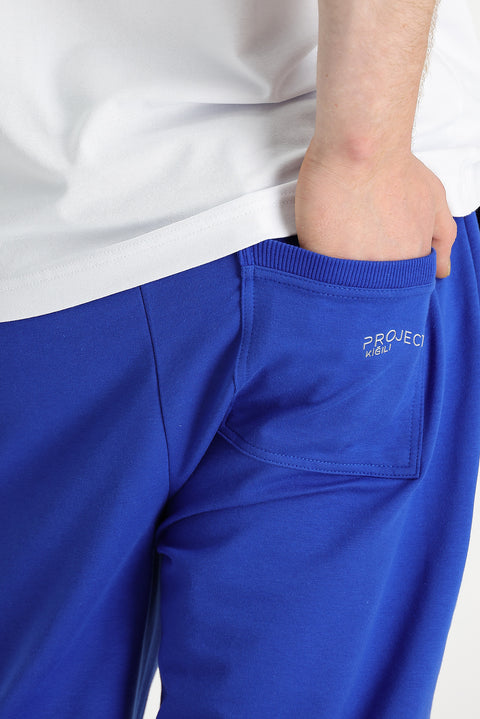 Saks Mavi Slim Fit Dar Kesim Pamuklu Sweatpant / Eşofman Altı