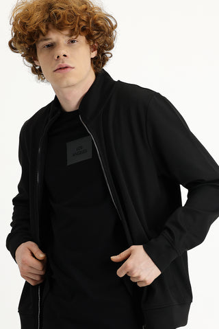  Siyah Yarım Balıkçı Yaka Fermuarlı Sweatshirt