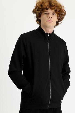  Siyah Yarım Balıkçı Yaka Fermuarlı Sweatshirt