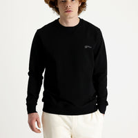 Siyah Bisiklet Yaka Slim Fit Dar Kesim Baskılı Sweatshirt