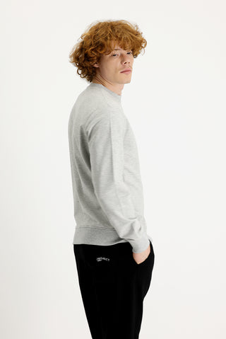  Orta Gri Melanj Bisiklet Yaka Slim Fit Dar Kesim Baskılı Sweatshirt