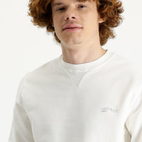 Ekru Bisiklet Yaka Slim Fit Dar Kesim Baskılı Sweatshirt