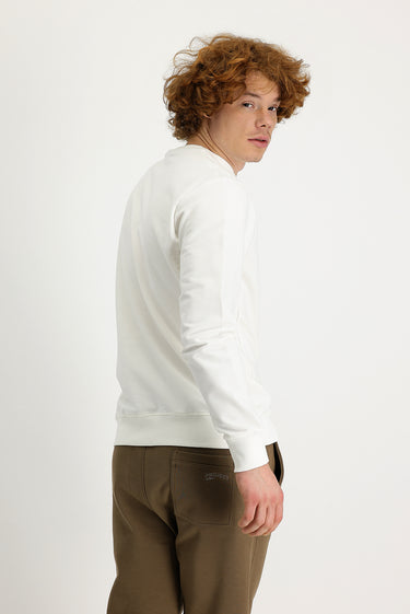 Ekru Bisiklet Yaka Slim Fit Dar Kesim Baskılı Sweatshirt