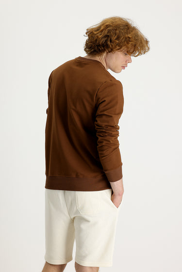 Tarçın  Bisiklet Yaka Slim Fit Dar Kesim Baskılı Sweatshirt