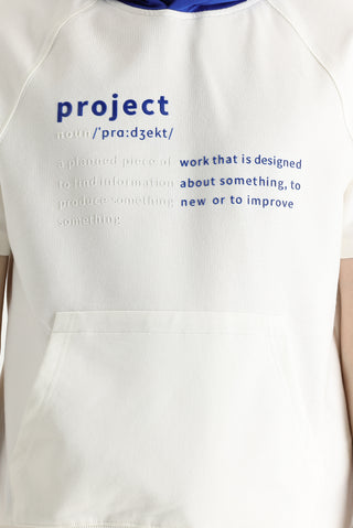  Ekru Kapüşonlu Yarım Kol Baskılı Pamuklu Sweatshirt