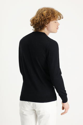  Siyah Bisiklet Yaka Slim Fit Dar Kesim Pamuklu Keten Triko Kazak-Ki??l?