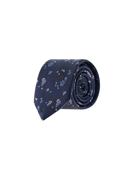 Medium Navy Patterned Tie
