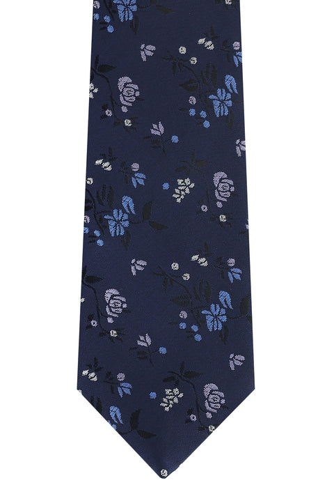 Medium Navy Patterned Tie