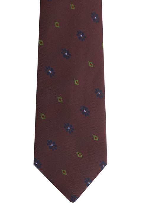 Dark Burgundy Floral Pattern Tie