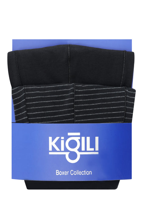 Siyah 2'li Desenli Pamuklu Boxer Seti