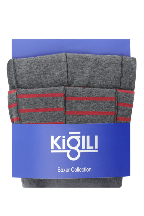 Orta Füme 2'li Desenli Pamuklu Boxer Seti