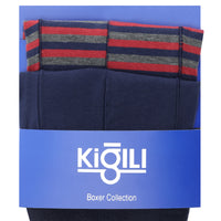 Orta Lacivert 2'li Desenli Pamuklu Boxer Seti