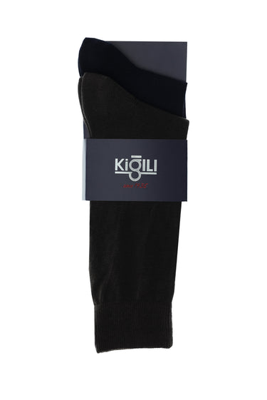  Orta Kahve 2'li Düz Çorap Seti