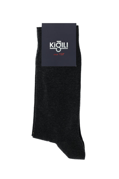 Koyu Antrasit Tekli Düz Çorap