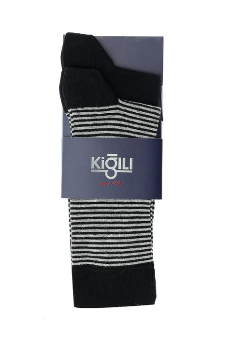 Siyah 2'li Desenli Çorap Seti