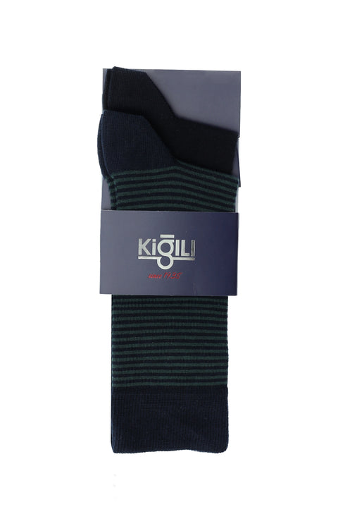 Medium Navy Blue 2-Pack Patterned Socks