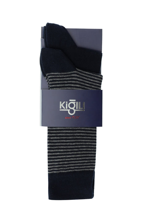 Koyu Lacivert 2'li Desenli Çorap Seti