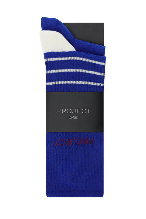 Saks Mavi 2'li Desenli Çorap Seti